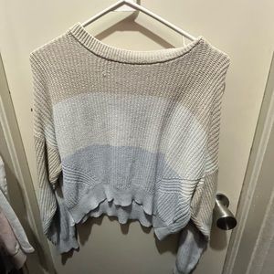 Garage color block sweater beige white blue